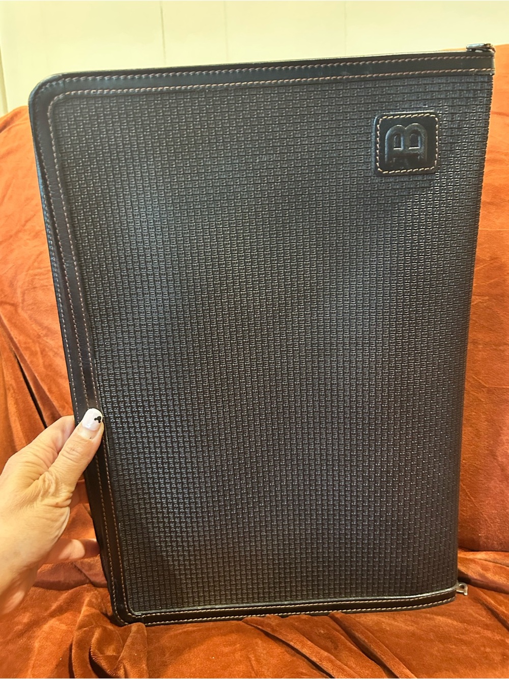 Black Bally Textured Leather Document Holder Portfolio- Made in Italy